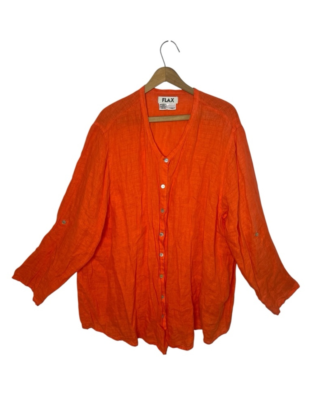 FLAX 100% Linen Longline Button Front Tunic Dress 2G Plus Lagenlook Oversized